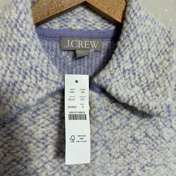 NEW J. CREW Collared Lady Jacket S Wool Boucle Periwinkle Lavender Purple NWT - Picture 7 of 9